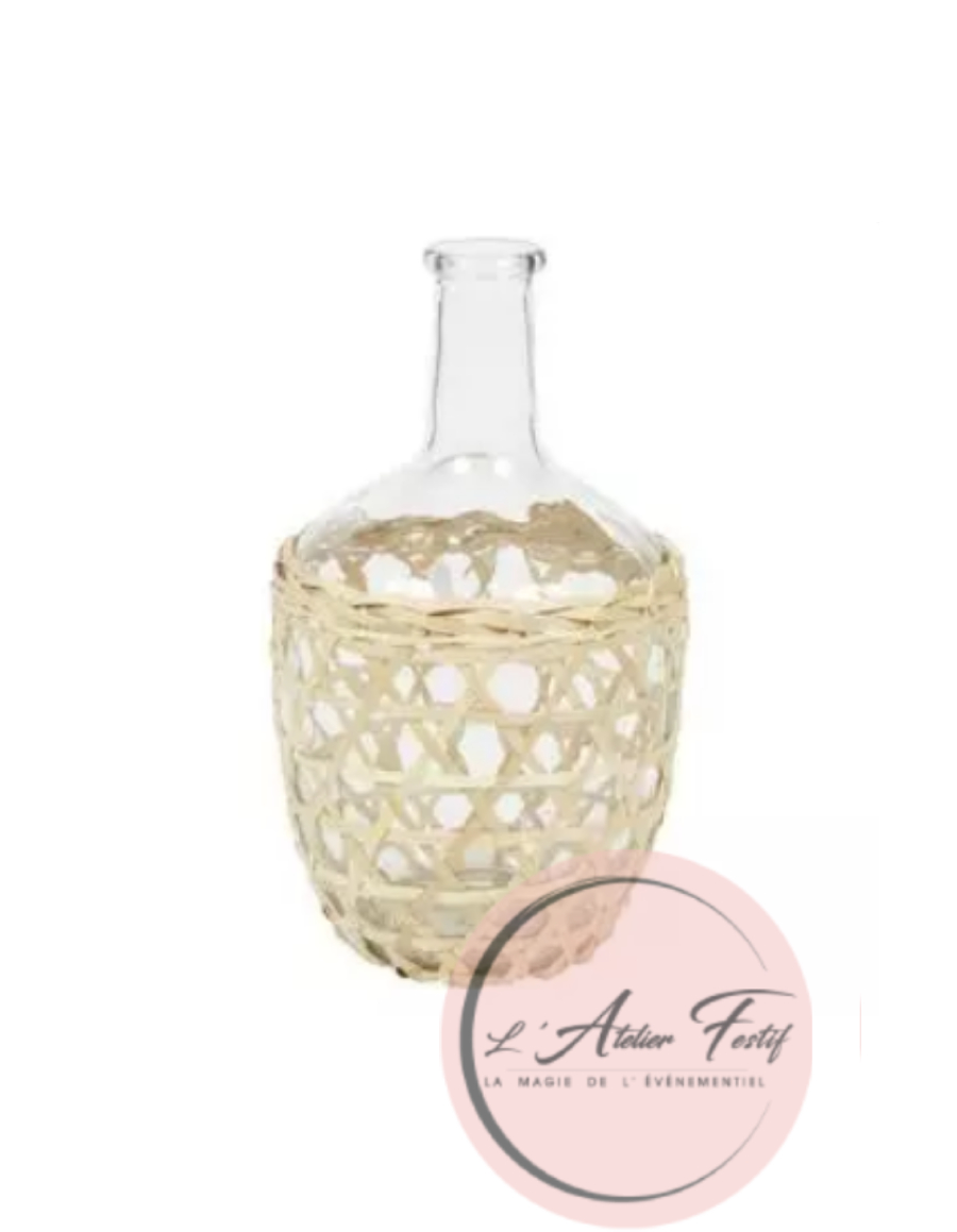 Tapis en jute et coton blanc 170cm