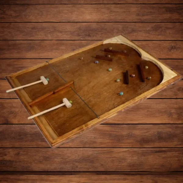 Jeu de bagatelle en bois avec billes et marteaux en location à Amilly, Sainte-Geneviève-des-Bois 45, Yèvre-le-Châtel, Pithiviers, Ascoux, Chambon-la-Forêt, Essonne, Itteville, Égly, Sainte-Geneviève-des-Bois, Fontainebleau, Ury, Barbizon et villes proches