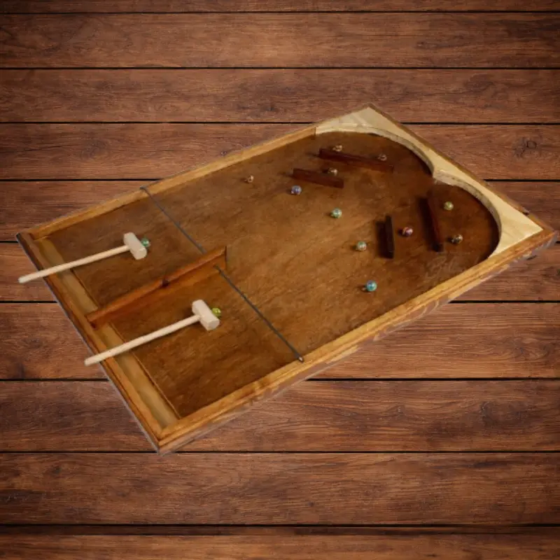 Jeu de bagatelle en bois avec billes et marteaux en location à Amilly, Sainte-Geneviève-des-Bois 45, Yèvre-le-Châtel, Pithiviers, Ascoux, Chambon-la-Forêt, Essonne, Itteville, Égly, Sainte-Geneviève-des-Bois, Fontainebleau, Ury, Barbizon et villes proches