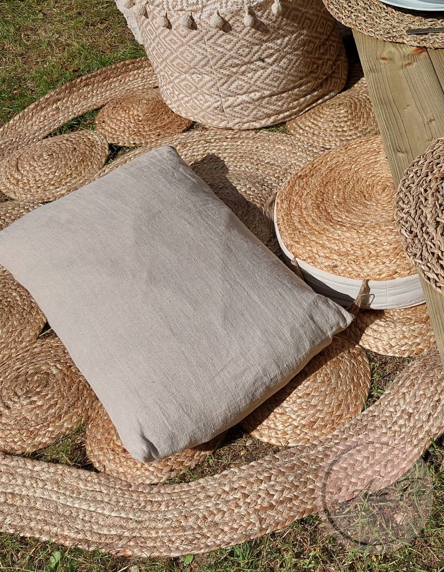 Tapis en jute et coton blanc 170cm