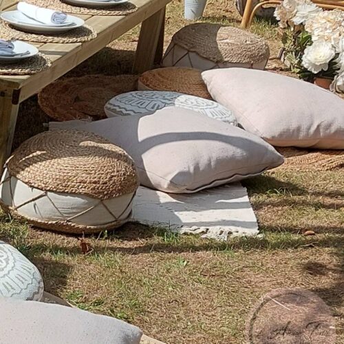 Tapis en jute et coton blanc 170cm