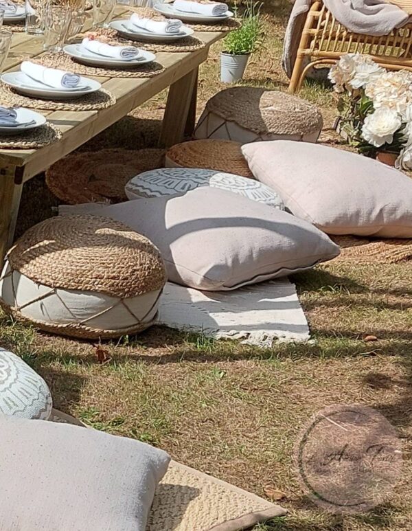 Tapis en jute et coton blanc 170cm