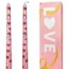 Lot de 2 bougies coniques roses Saint-Valentin