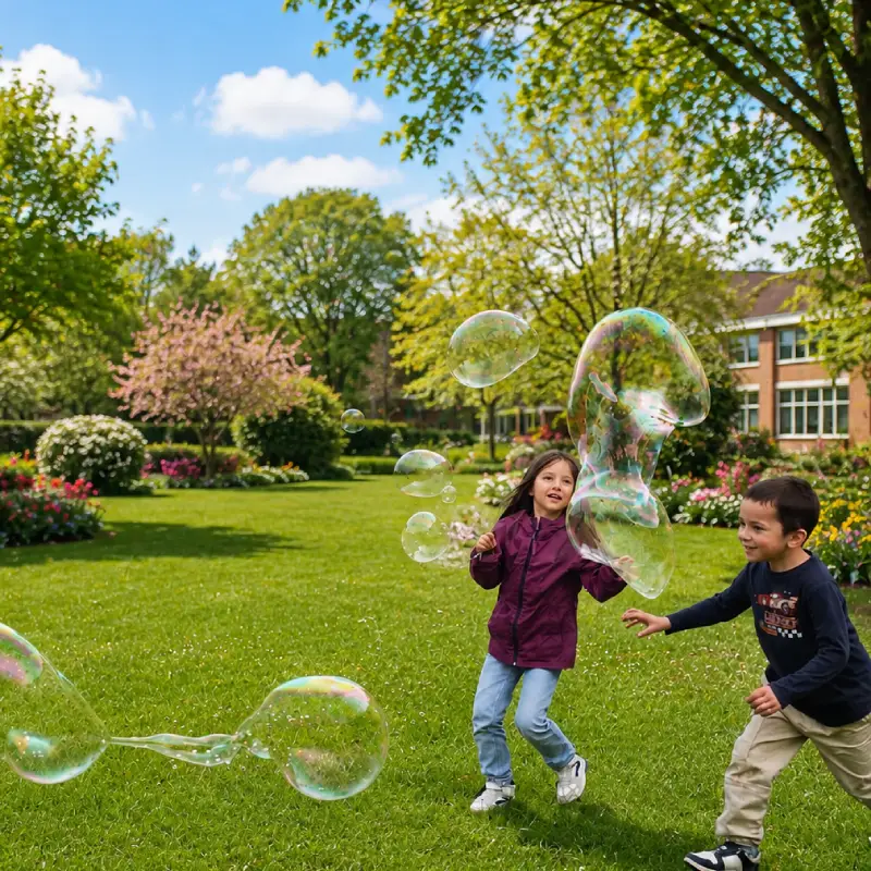 Animation bulles de savon géantes pour kermesse d’école dans le Loiret.